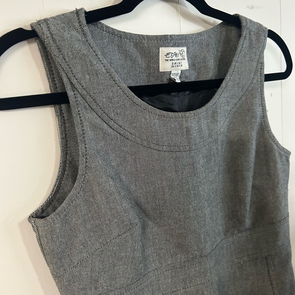 ESPRIT 90s/2000s Wool Tweed Pencil Midi Shift Dress Size 4 Career Grey Pockets - Picture 3 of 8